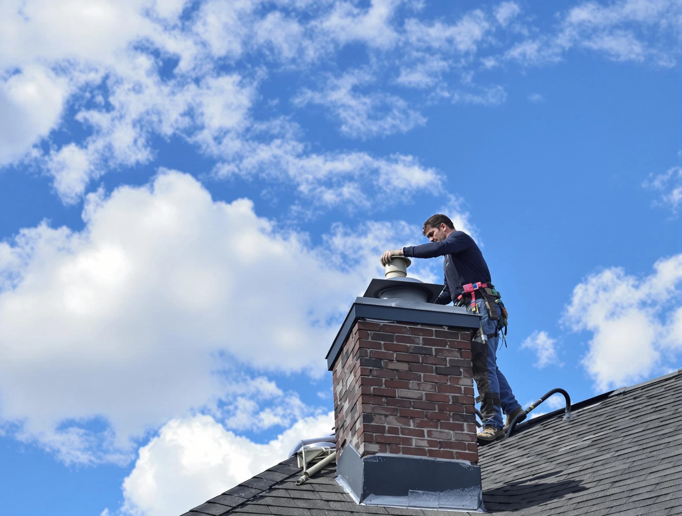Westford Chimney Sweep installing a sturdy chimney cap in Westford, MA