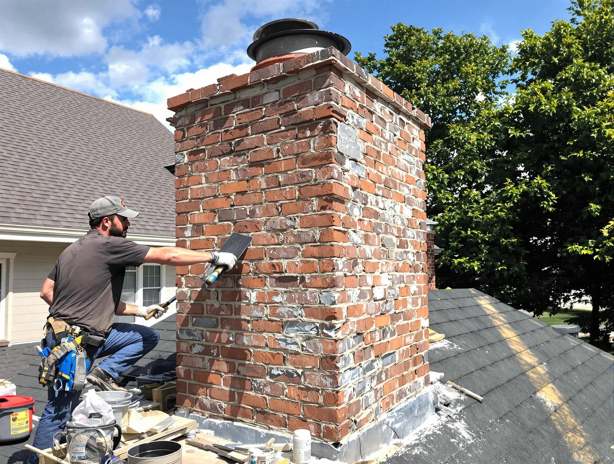 Completed chimney rebuild by Westford Chimney Sweep in Westford, MA