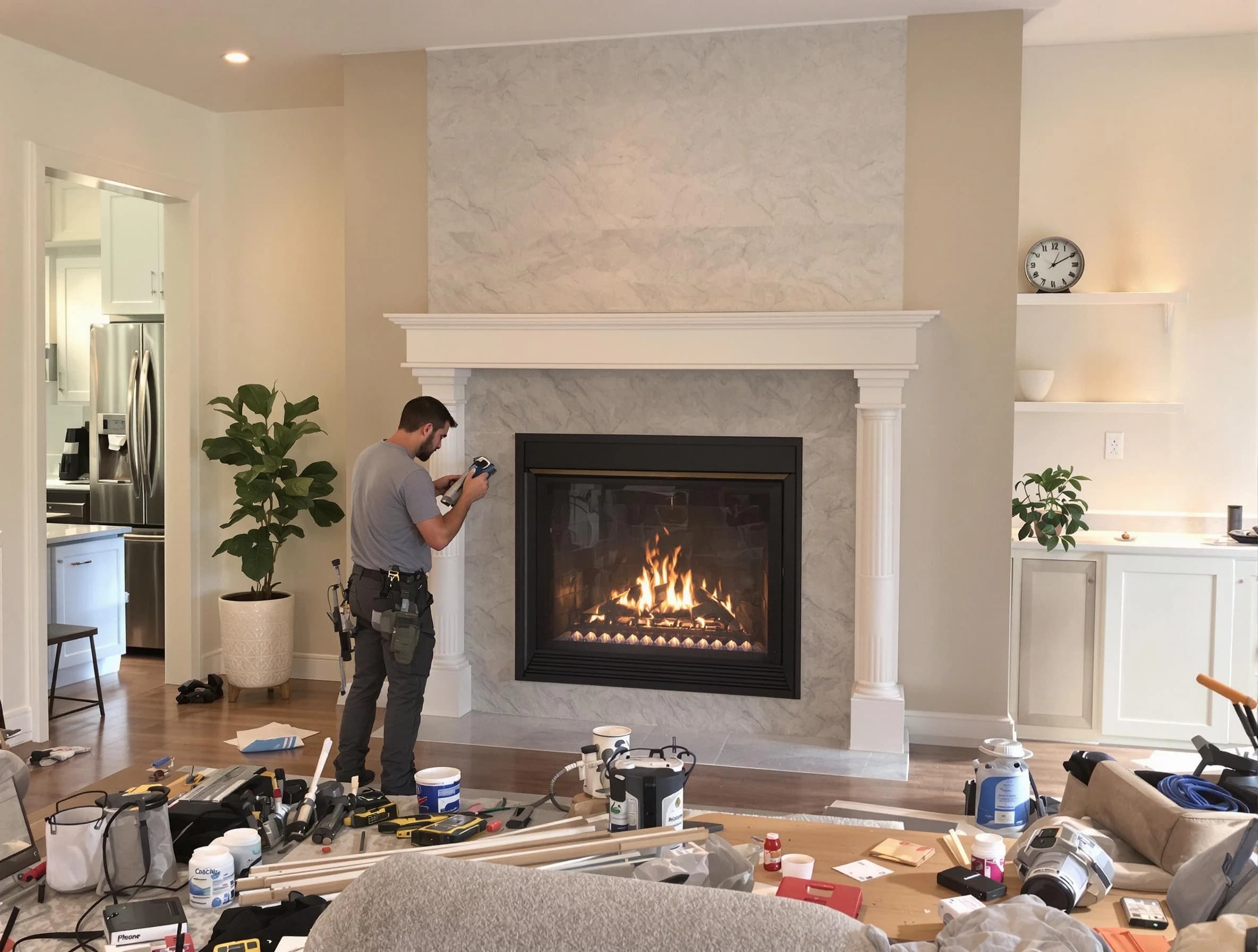 Newly installed fireplace by Westford Chimney Sweep in Westford, MA