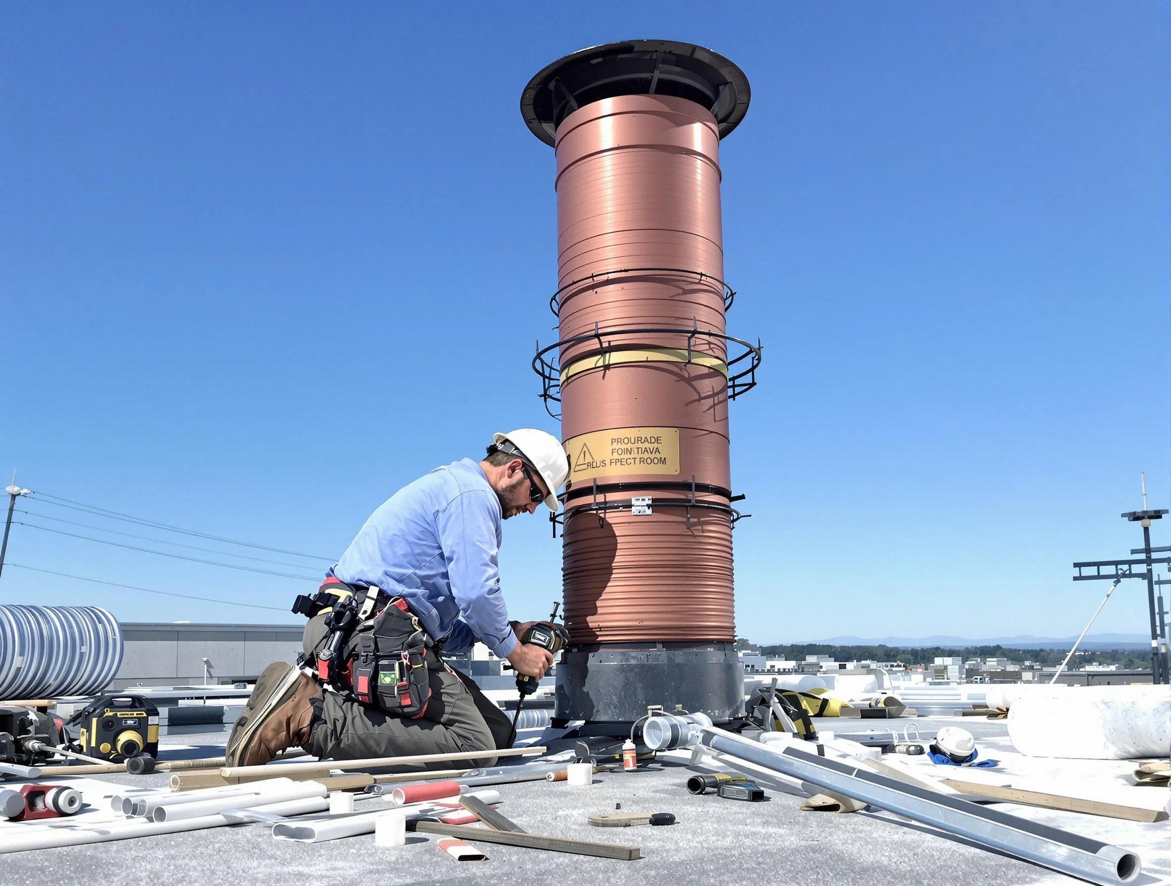 Installed chimney liner by Westford Chimney Sweep in Westford, MA