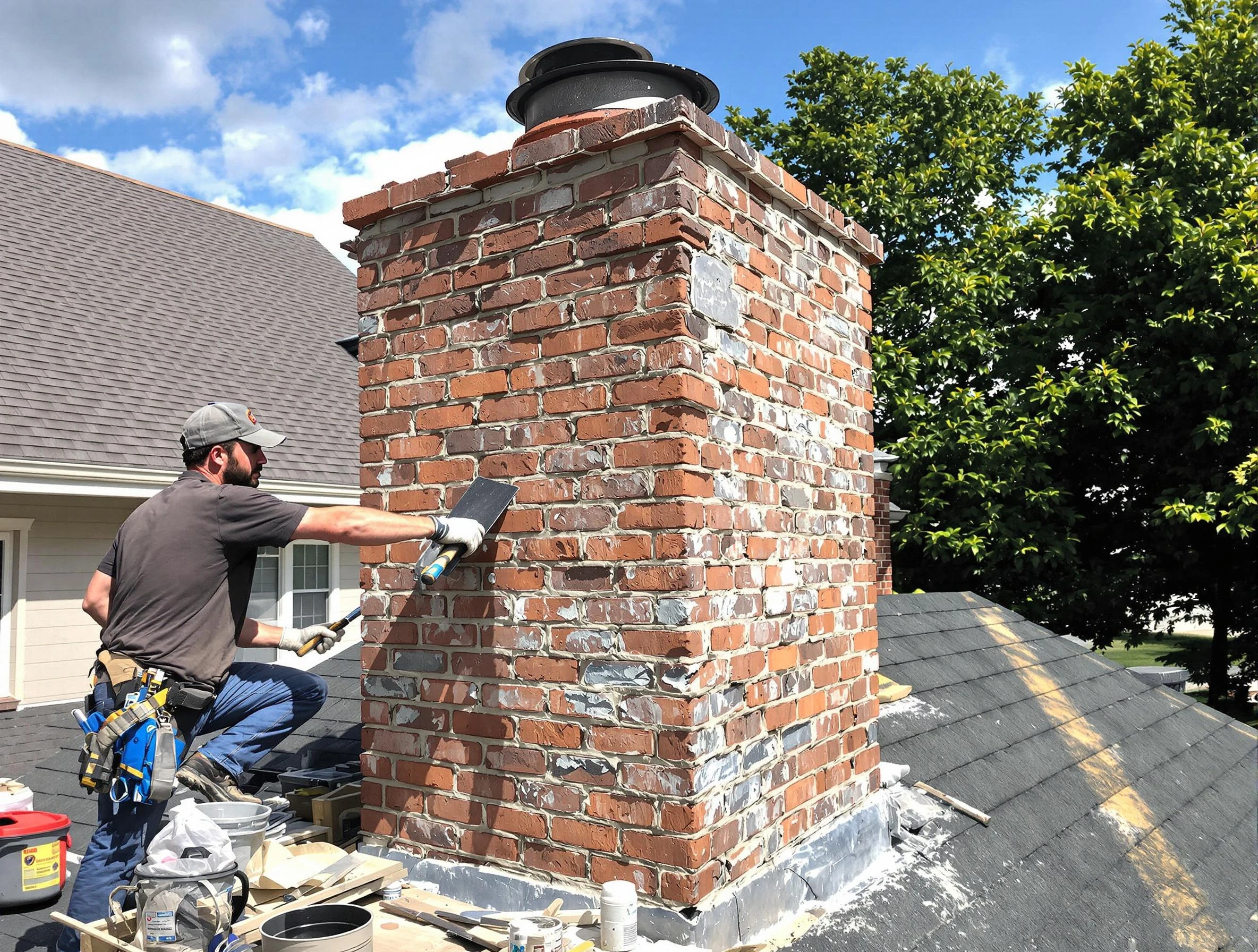 Completed chimney rebuild by Westford Chimney Sweep in Westford, MA