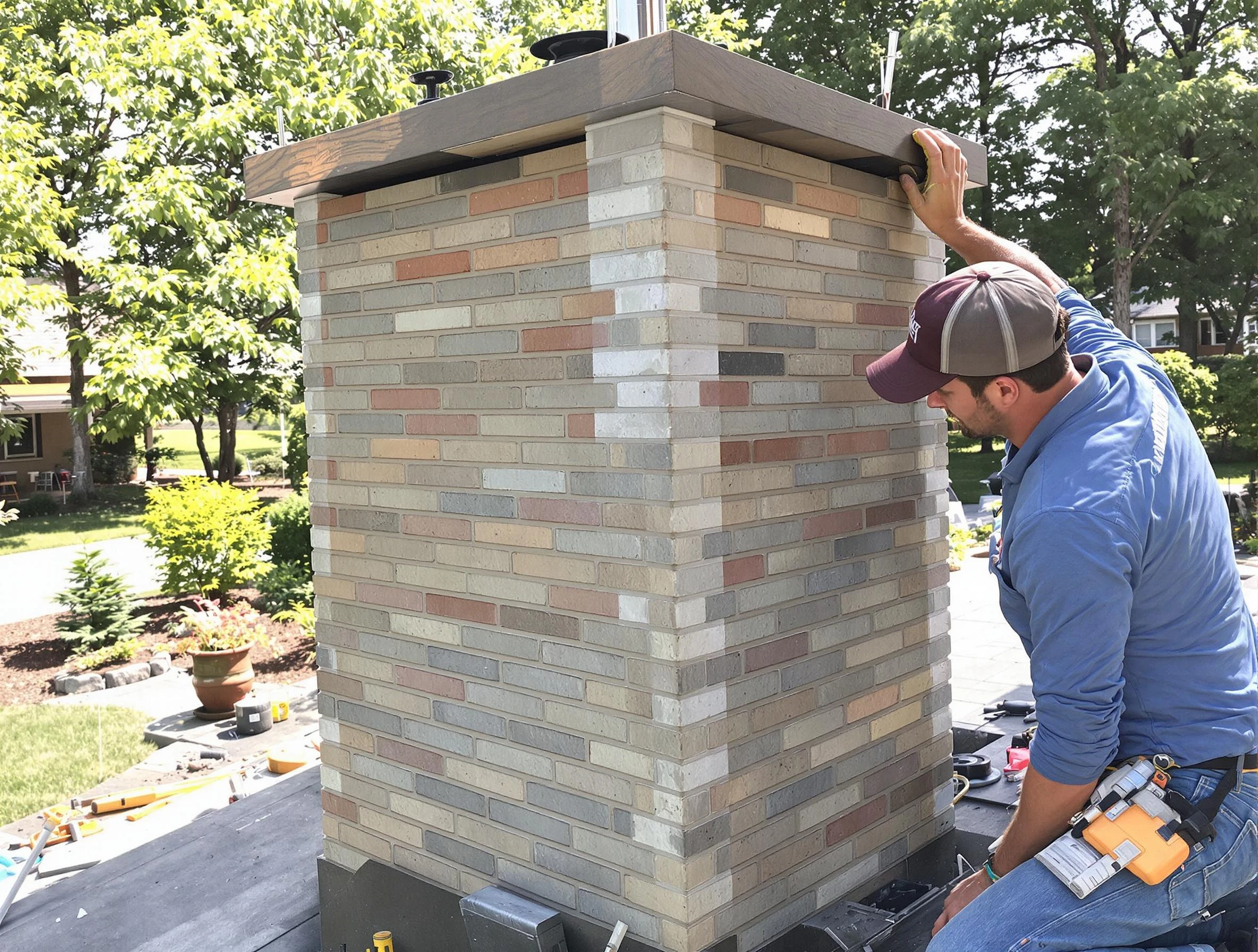 Westford Chimney Sweep completing a modern chimney remodel in Westford, MA