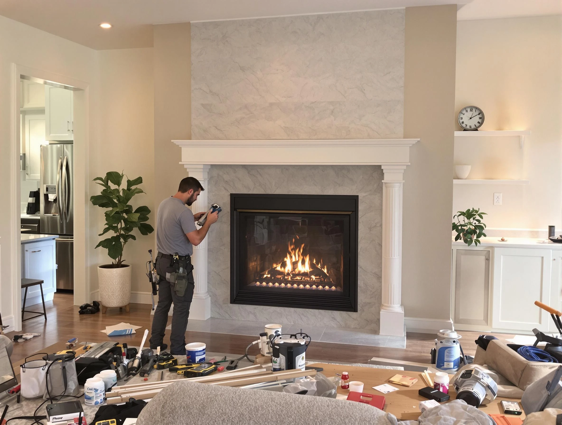 Newly installed fireplace by Westford Chimney Sweep in Westford, MA